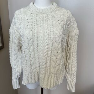J.Crew Chunky Cable Knit Sweater in Ivory | Size Large